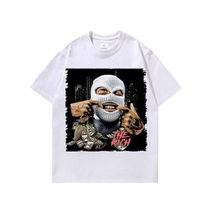 T-Shirt Estiva da Uomo a Maniche Corte con Stampa Digitale Effetto Dipinto Vintage, Lavaggio Vintage e Vestibilità Ampia - Product Image 1