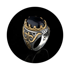 Men's Natural Agate Gemstone <b>Ring</b> 925 Sterling Silver Classic Style for Engagement Anniversary Gift & Party Occasions - Product Image 1