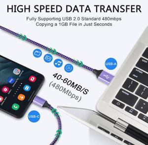 Free Sample 1M 2M 3M Nylon Braided 2.4A <b>USB</b> to Type C Fast Charging <b>Cable</b> for iPhone 15 16 Samsung <b>USB</b> C Charging Data <b>Cable</b> - Product Image 6