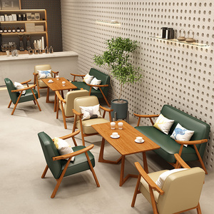 Modern PU Leather Restaurant Furniture Set With Wood <b>Tables</b> And Chairs For Cafe Dining Area - Product Image 6