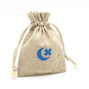 Tas hadiah tali tarik rami goni pola cetak bahan kain Linen untuk kerajinan DIY dan pesta Natal - Product Image 5