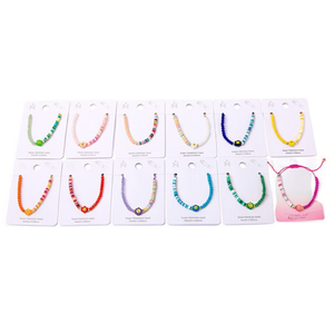 Bracciale con perline in argilla polimerica a forma di fiore, in acciaio inossidabile, fatto a mano, set da 12 pezzi - Product Image 2