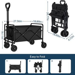 Carrito de Jardín Plegable Portátil de Material Oxford con Cuatro Ruedas para Almacenamiento Industrial, Campamento, Playa, Compras, OEM - Product Image 3
