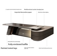 Bureau de direction sur mesure haut de gamme avec tiroirs de rangement et prise électrique intégrée, bureau classique pour manager, bureau élégant pour hôtel, bureau de direction