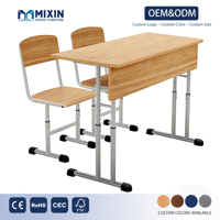 Chaise et table pas chères, de qualité scolaire, pour étudiants, avec base stable et réglage de la hauteur pour deux personnes, mobilier de classe.