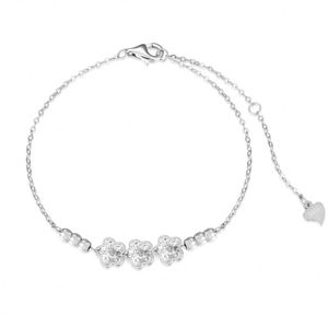 Dylam Sparkle Design Fine 925 Silver Iced Out Surface Five-petal <b>Flower</b> Pendant Heart Tail Pendant Link Chain Jewelry <b>Bracelet</b> - Product Image 1