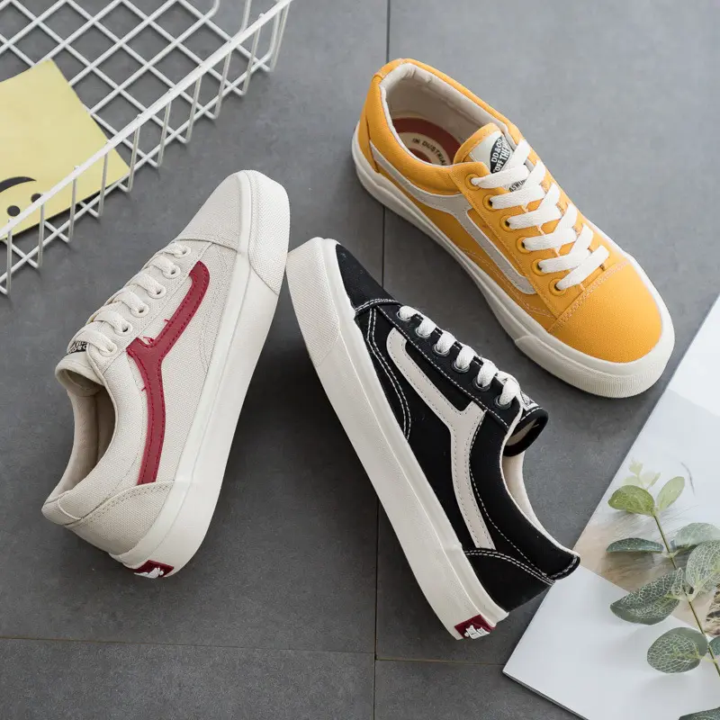 S069 High quality Korean Japanese casual trend vulcanized shoe flat rubber sole lady fashion girl sneakers women canvas shoes