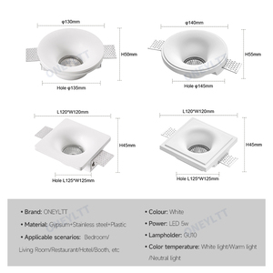 Đèn trần <span class=keywords><strong>LED</strong></span> vuông trắng hiện đại, kiểu dáng mới không viền, đèn panel âm trần GU10 cho nhà ở, văn phòng, kiểu dáng đẹp, lắp đặt trên thạch cao - Product Image 2