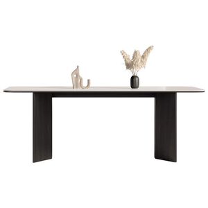 Thú vị hiện đại rắn gỗ bàn ăn với Rock Board Top 6 chỗ ngồi hình chữ nhật thiết kế chân thép không gỉ - Product Image 5