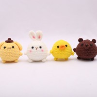 Offre limitée impression numérique en peluche à la main Animal mousqueton jouet au crochet pour les collections de poupées de dessins animés et autres décorations