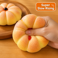 Pumpkin Bun Squishy Réaliste en PU en forme de pain - Jouet anti-stress à remontée ultra-lente