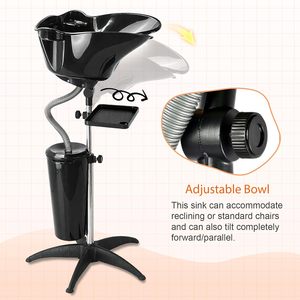 Lavabo Portátil Ajustable para Champú con Bomba Eléctrica, Estación de Champú con 2 Cubetas, Drenaje, Pulverizador de Alta Presión, Interruptor de Pie y Bandeja - Product Image 6
