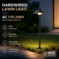 Lampe LED d'extérieur à piquet, style champignon, câblée, étanche IP55, en aluminium, blanc chaud 3000K, faisceau 360°, pour aménagement paysager