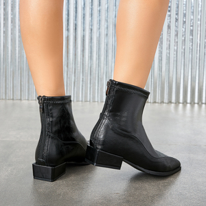 Bottines sexy pour femmes, mode automne-hiver, fermeture éclair, talon épais, bout pointu, 35-42, chaussures noires habillées - Product Image 2
