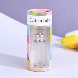 Emballage cosmétique personnalisé en tube cylindrique en papier avec fenêtre transparente, impression dorée, papier métallisé recyclable - Product Image 4