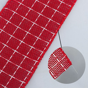 Pita Natal Motif Kotak-kotak dari Kain Goni untuk Hiasan Puncak Pohon Natal, Pembungkus Kotak Hadiah, Pita Dekoratif Buatan Tangan untuk DIY - Product Image 2