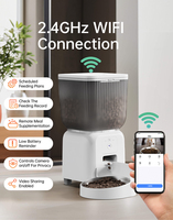 Distributeur automatique de nourriture pour animaux de compagnie intelligent contrôlé par application WiFi, 4,5 L, pour chiens/chats, avec fonction d'appel vocal programmé, double bol en plastique, écran LCD