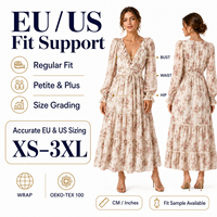 Fabricant de robes florales personnalisées, robe maxi d'été en viscose à fleurs, taille plus, décontractée, élégante, à manches longues, vêtements pour femmes