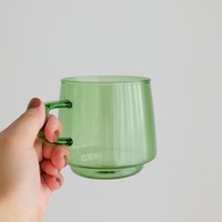 Tasses à café en verre ambré de 350 ml, empilables, avec poignée, tasses à thé colorées pour expresso, cappuccino, latte, thé, lait