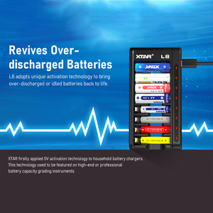 Chargeur intelligent XTAR L8 à 8 emplacements pour piles rechargeables AA/AAA 1,5 V et 1,2 V - Product Image 2