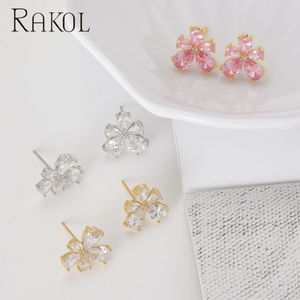 Pendientes de Plata con Circonitas Cúbicas 3A, Diseño de Flor Pequeña, Modelo Rakol EP5733 - Product Image 5