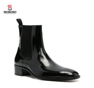 Özelleştirilmiş tam tahıl buzağı deri Chelsea çizme erkekler için el yapımı deri ayakkabı deri çizmeler erkekler için Chelsea çizmeler - Product Image 1