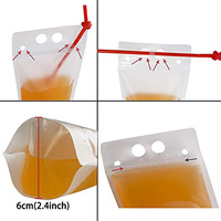 Pochettes de boisson scellées pour jus, sacs en plastique transparents et refermables à fermeture éclair pour boissons, avec paille en plastique, 100 pièces, en Stock et personnalisés