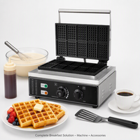 Mini gaufrier commercial électrique 220V, nouveau modèle en acier inoxydable, pour gaufres rectangulaires et en forme de cœur, 10 empreintes, Poffertjes Baker, Wafflera japonaise