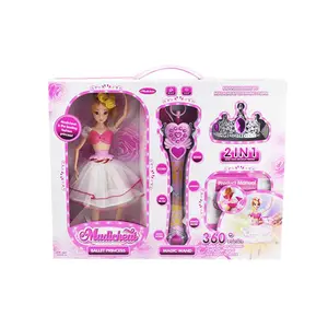 새로운 아기 조기 교육 전기 플라스틱 인형 장난감 소녀 패션 뮤지컬 스토리 텔링 기능 회전 인형 장난감