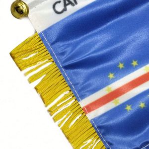 Bandera de Cabo Verde Personalizada, Mini Bandera de Satén para Coche con Borlas Amarillas - Product Image 5
