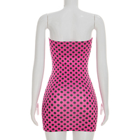 Viviblook D26DS072 Robes d'été pour femmes Nouvelle robe moulante sexy à pois sans bretelles Mini robe de soirée