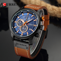 Jam Tangan Pria Quartz Movement 8291 Tali Kulit Fashion Sport Kasual Bisnis  Jarum Bercahaya Tahan Air