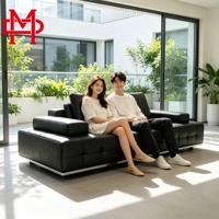 Canapé sectionnel moderne trois places XIYUA en cuir véritable avec accoudoirs rembourrés, assise en éponge, acier inoxydable, appartement, hôtel, villa