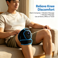 Masseur de genou portable rechargeable sans fil avec vibration chauffante et thérapie par lumière rouge pour la récupération des jambes