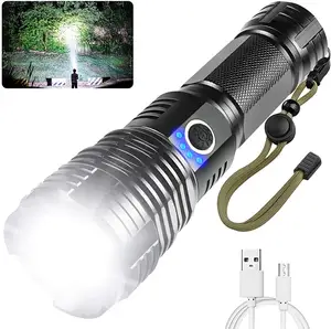 Lanterna de led t6flash de 10000 lúmens, usb, recarregável, led, torchtactical, arma