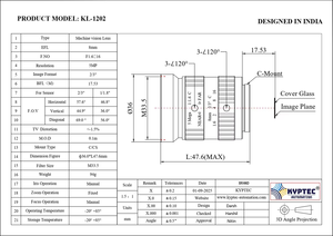 Objectif de vision industrielle 8 mm avec objectif 5 mégapixels et format 2/3 pouces - Product Image 6
