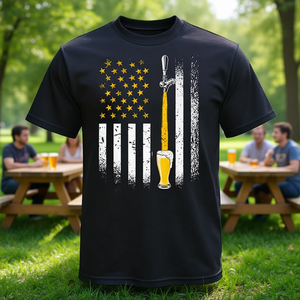 Camiseta con diseño de bandera americana de Beer Tap para hombres y mujeres, camiseta para beber - Product Image 3