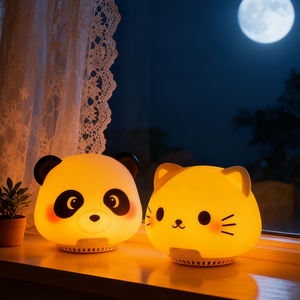 Veilleuse en silicone pour bébé, panda, chat, haut-parleur sans fil, veilleuse, bruit blanc, musique, veilleuse pour enfants, chambre à coucher - Product Image 1