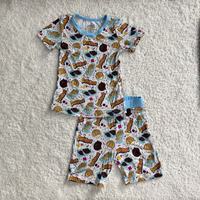 Ensemble de vêtements pour bébés et enfants en fibre de bambou, 2 pièces, chemises à manches courtes et shorts personnalisés avec logo, tenues classiques d'été pour garçons