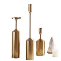 Ensemble de 6 chandeliers hauts rustiques en fer doré pour bougies coniques, style européen