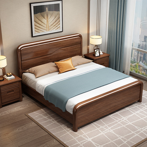 Bedroom Furniture Modern Light Luxury King <b>Size</b> Factory Price Solid Wood <b>Bed</b> Wooden <b>Beds</b> for Sale LL-Solid Wood <b>Bed</b>-062 Wooden B - Product Image 5
