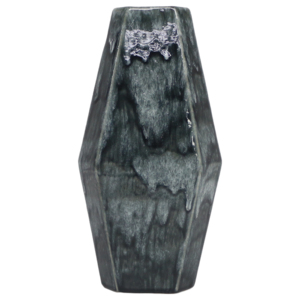 Vaso in ceramica a forma geometrica sfaccettata con smalto nero, vaso decorativo per fiori da soggiorno e camera da letto. - Product Image 1