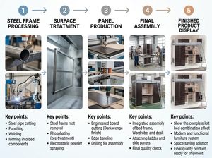 <span class=keywords><strong>Lit</strong></span> superposé en bois stable avec bureau intégré, facile à installer, idéal pour les dortoirs scolaires, les hôpitaux, les maisons, directement de l'usine - Product Image 2