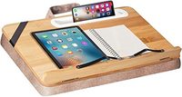 Bureau de bureau inclinable pour ordinateur portable, support d'ordinateur de Table avec coussin en bois de bambou, Logo personnalisé, bois naturel, bureau à la mode