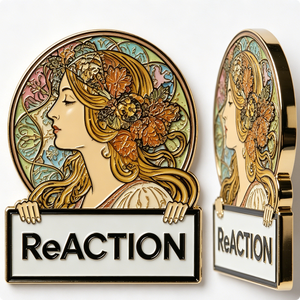 ReACTION Cubist Face Art <b>Pin</b> Gold Plated Metal Enamel Collectible <b>Badge</b> - Product Image 5