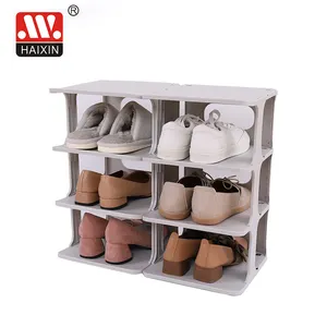 6 pièces détachable ménage en plastique assemblage empilable pliant étagère à chaussures organisateur intérieur pantoufles sandales sport chaussures support