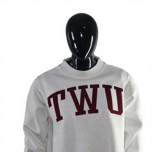 Sudadera de Cuello Redondo TWU Unisex, Blanca, de Algodón y Felpa, Corte Regular, con Letra Estampada en la Parte Delantera, Ropa Casual de Otoño - Product Image 3