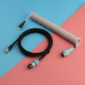 Cable de teclado mecánico en espiral tipo C USB C gx16 Cable de aviador para teclado de juegos de doble manga - Product Image 4