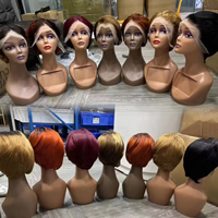 Promotion : Perruques en dentelle 13x4 à 10 $, perruques courtes de style pixie, vente en gros d'usine, cheveux humains naturels, perruques colorées bon marché pour femmes noires