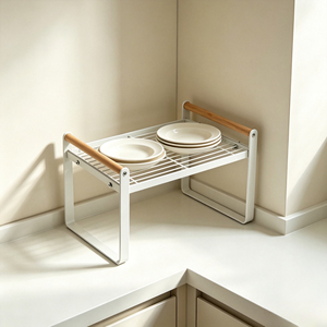 ชั้นวางของในครัวสแตนเลสสีขาว 2 ชั้น สำหรับจัดเก็บเครื่องปรุง - Product Image 2